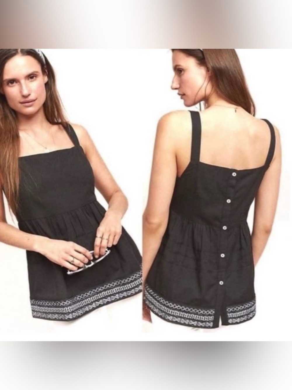 Anthropologie Amit Aggarwal Olivia
Embroidered Tunic Tank cotton linen medium